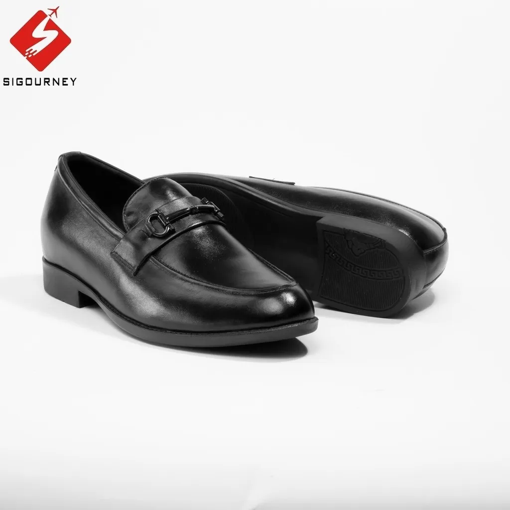 Alternative view of Giày Lười Nam Da Bò Tăng 6cm Chiều Cao Bí Mật Màu Đen Khóa Kim Loại Sig38 - Sigourney