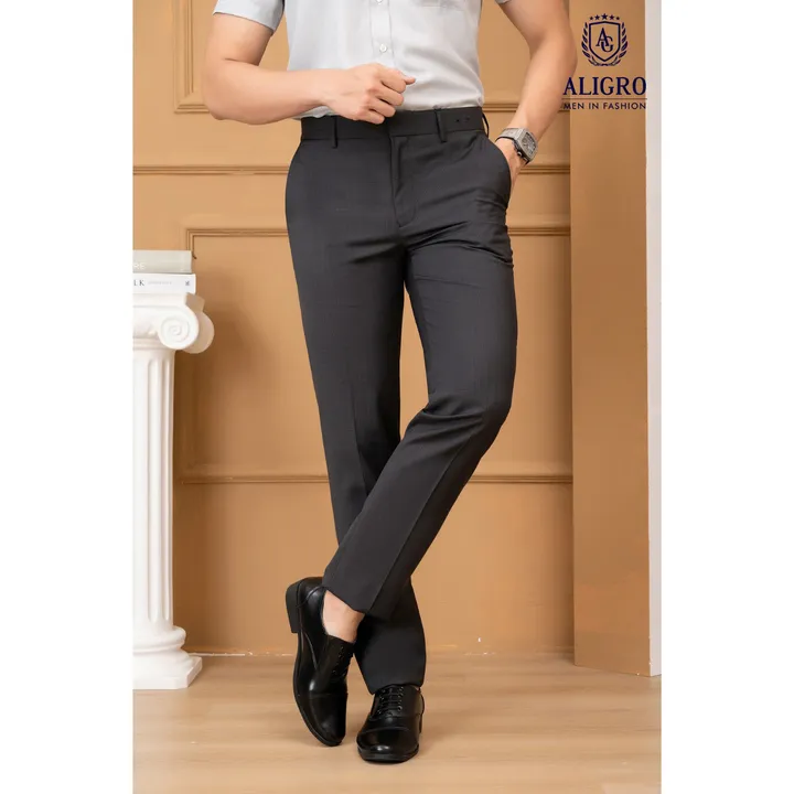 Alternative view of Quần Âu Black Kẻ Sọc Nhỏ Algo1035 - Aligro