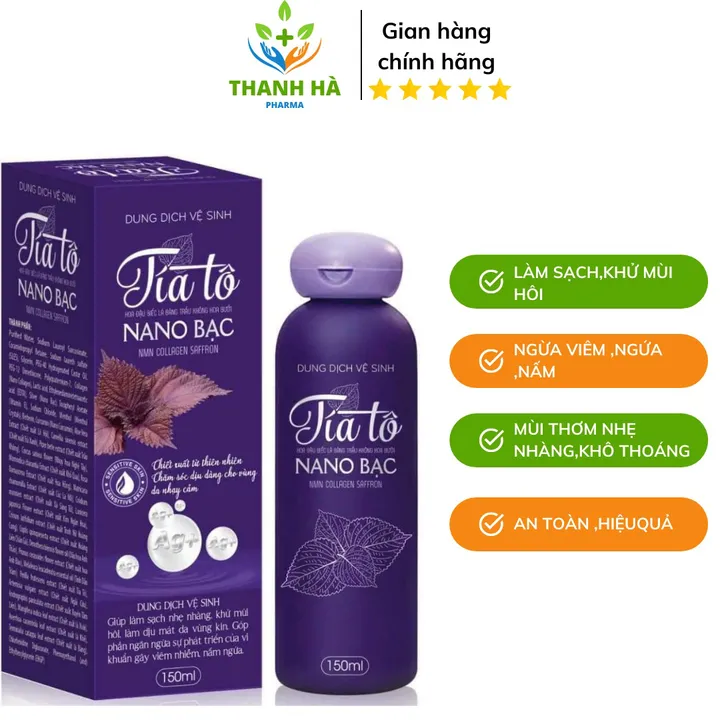 Dung Dịch Vệ Sinh Tía Tô Nano Bạc Ngừa Viêm Nhiễm Nấm Ngứa 150ml - Diophaco
