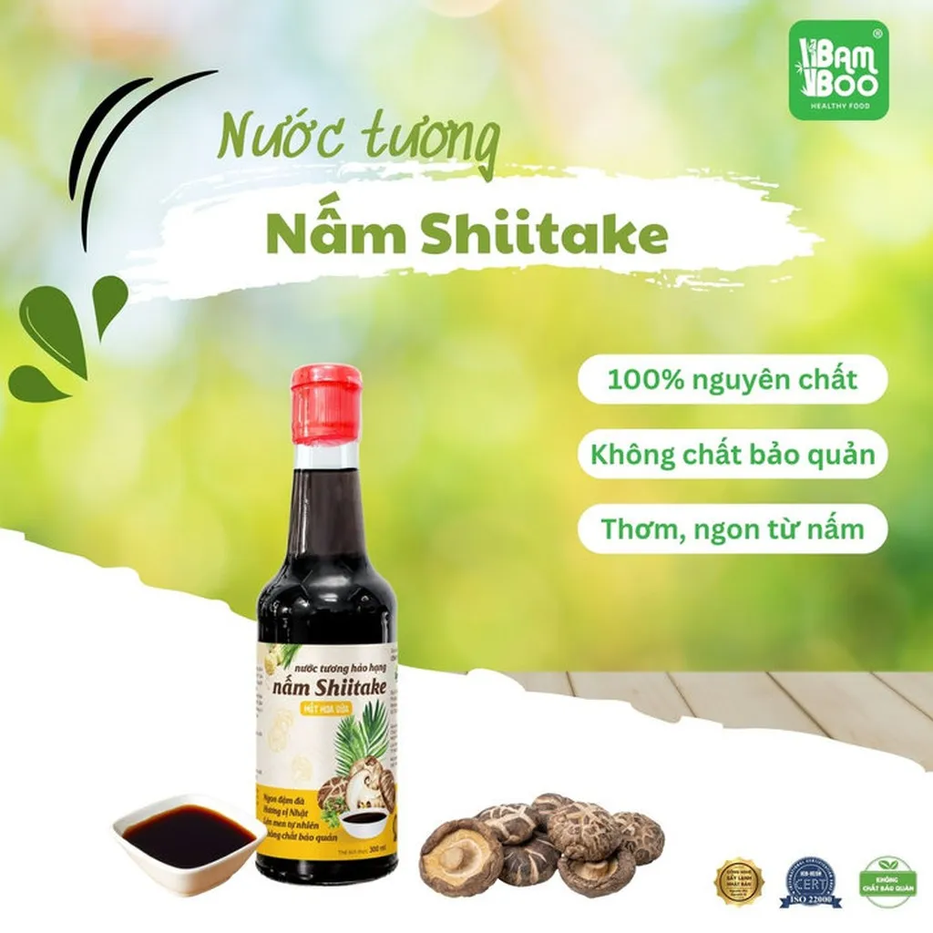 Nước Tương Nấm Shiitake Mật Hoa Dừa Hảo Hạn 300ml - Detoko