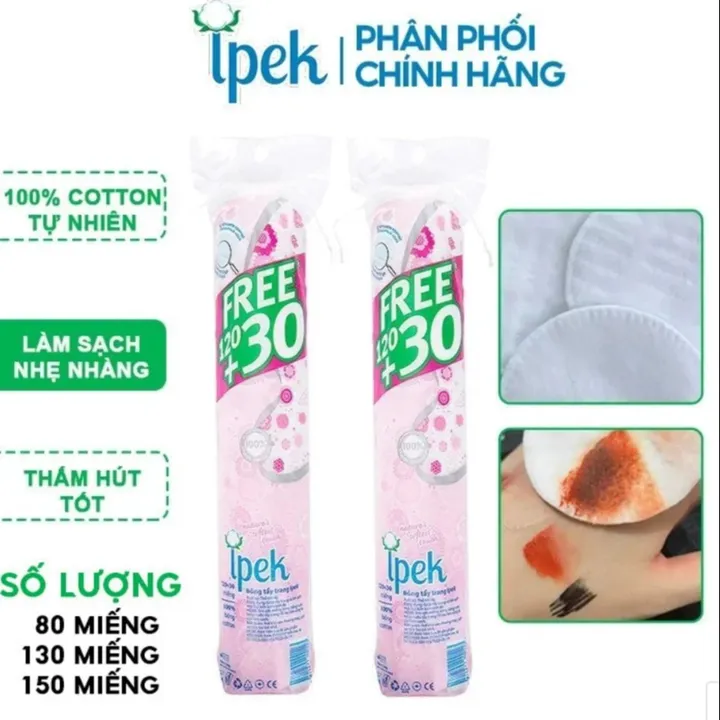 [ Mua 6 Tặng 1 Gói Bông Aura 150 Miếng ] Bông Tẩy Trang Siêu Mềm Mịn 120+30 Miếng - Ipek