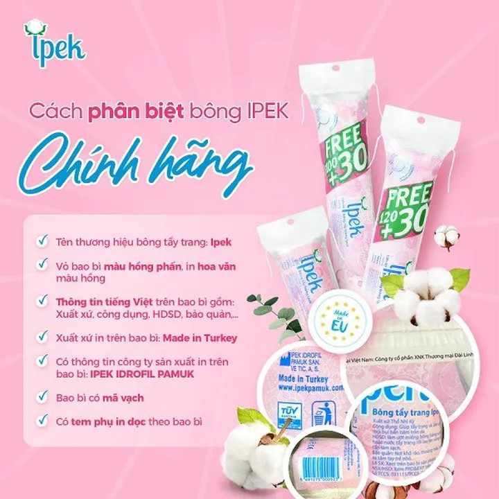 Alternative view of [ Mua 6 Tặng 1 Gói Bông Aura 150 Miếng ] Bông Tẩy Trang Siêu Mềm Mịn 120+30 Miếng - Ipek