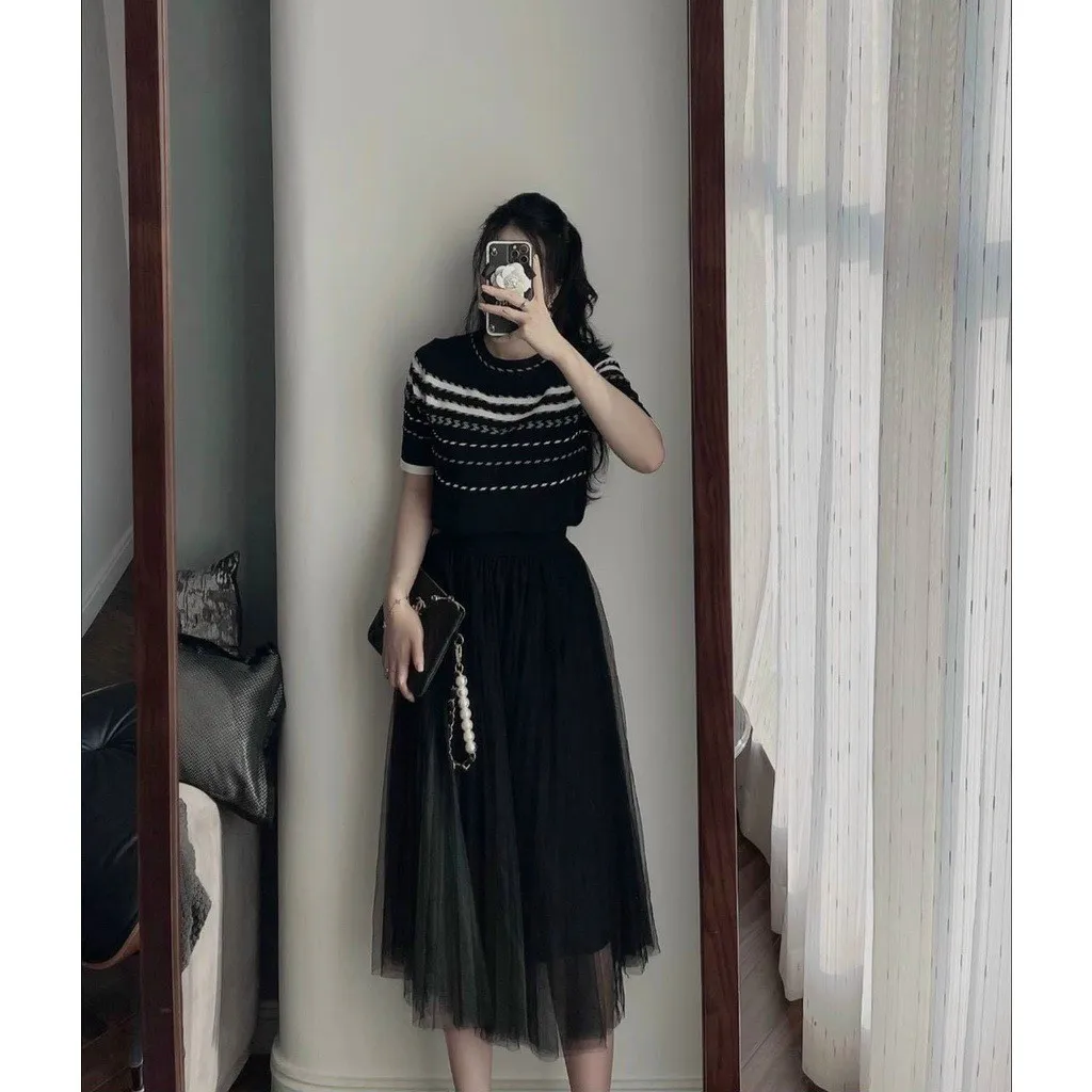 Alternative view of Áo Len Cộc Tay Dệt Kim Họa Tiết Xương Cá Sldca39 - Diepchi Fashion