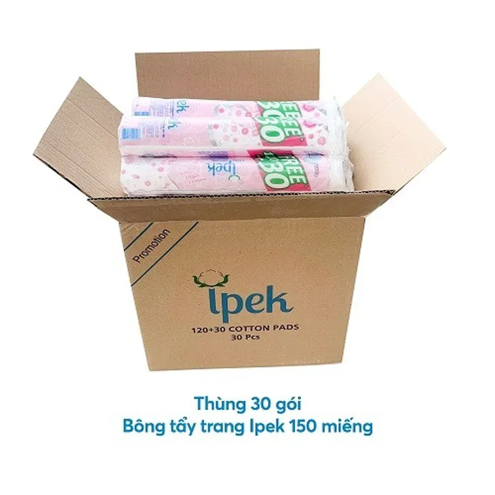 [ Tặng 1 Gói Bông Care4u 233 Miếng ] Sỉ Thùng 30 Gói Bông Tẩy Trang Siêu Mềm Mịn 120+30 Miếng - Ipek