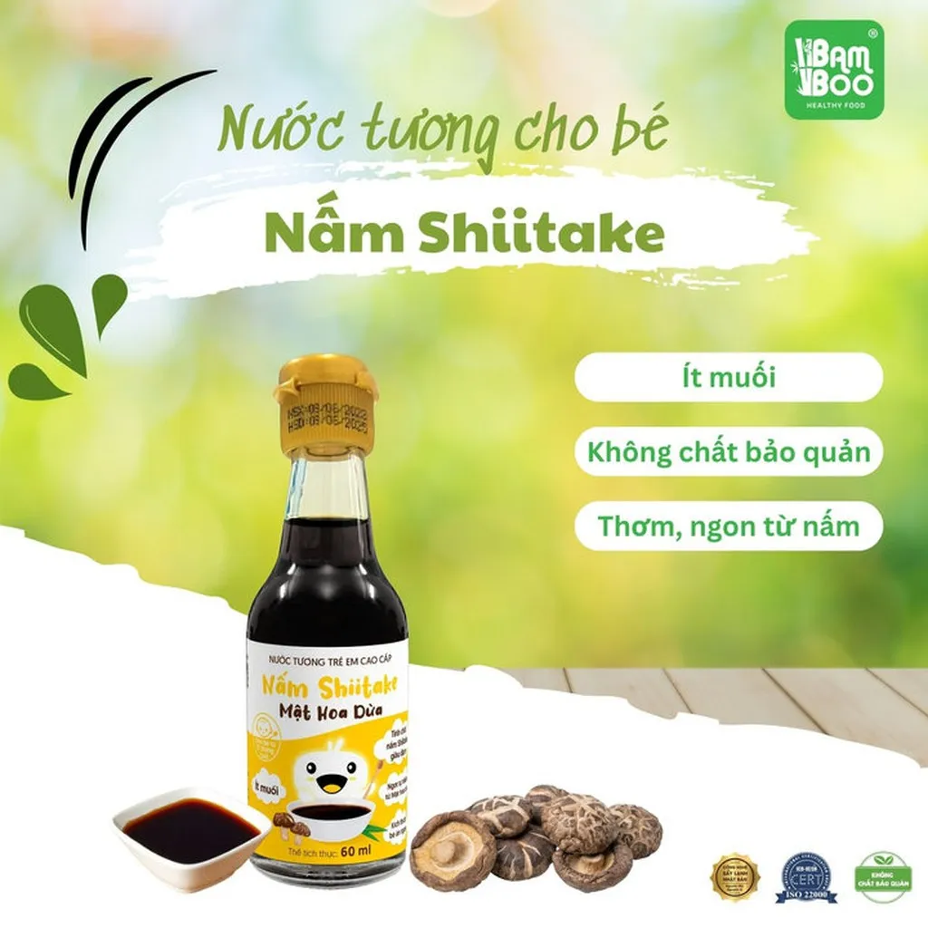Nước Tương Trẻ Em Cao Cấp Nấm Shiitake 60ml Ngọt Tự Nhiên - Detoko