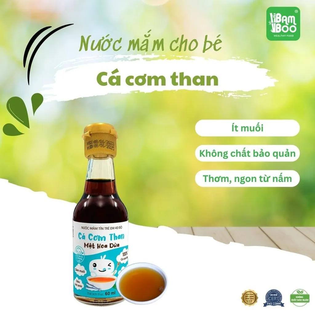 Nước Mắm Trẻ Em Cá Cơm Than Mật Hoa Dừa 40n Ít Muối 60ml - Detoko