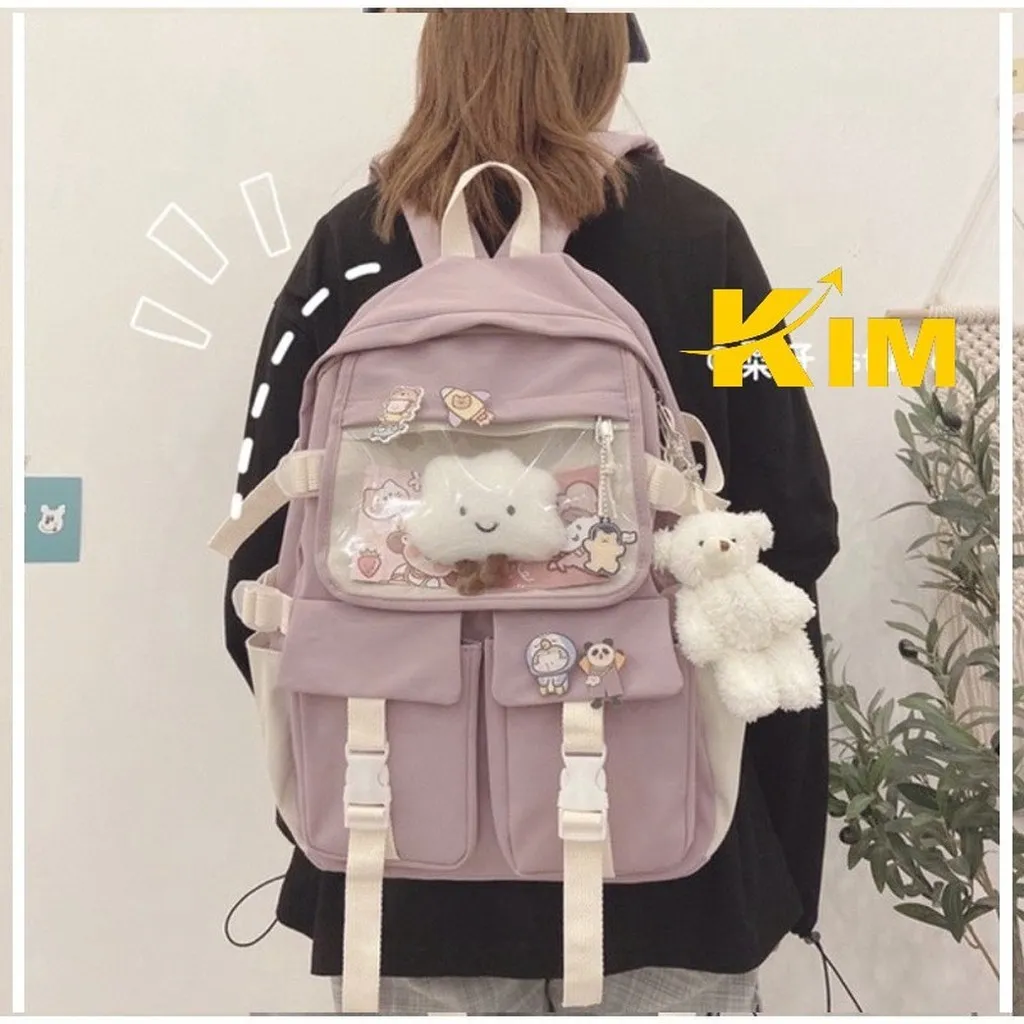 Balo Hộp Phối Túi Mica Viền Trắng Bl17tc - Kim