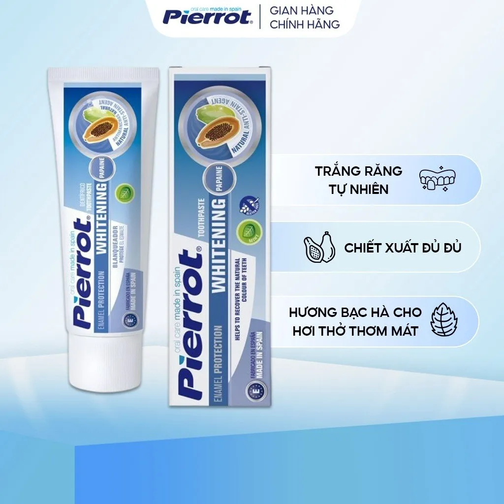 [ Mua 2 Tặng 1 Xịt Thơm Miệng ] Kem Đánh Răng Làm Trắng Răng 75ml - Pierrot