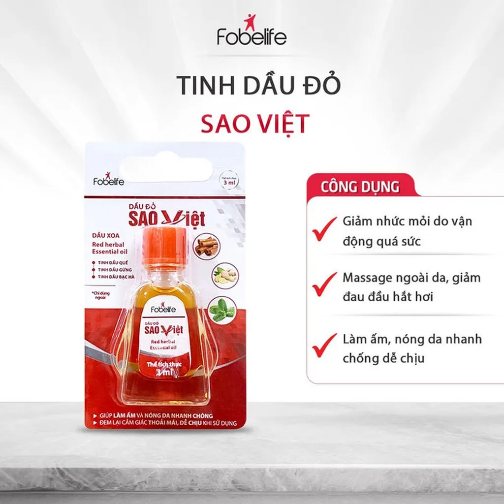 Alternative view of Dầu Đỏ Sao Việt Xoa Bóp Giúp Giảm Đau Nhức Vai Gáy, Bong Gân Trật Khớp, Thông Mũi - Fobelife