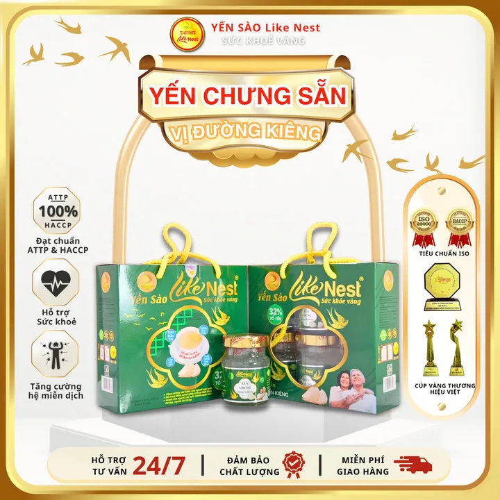 [ Lốc 6 Mini ] Like Nest Yến Chưng Đường Kiêng 32% Yến Like Nest - Like Beauty
