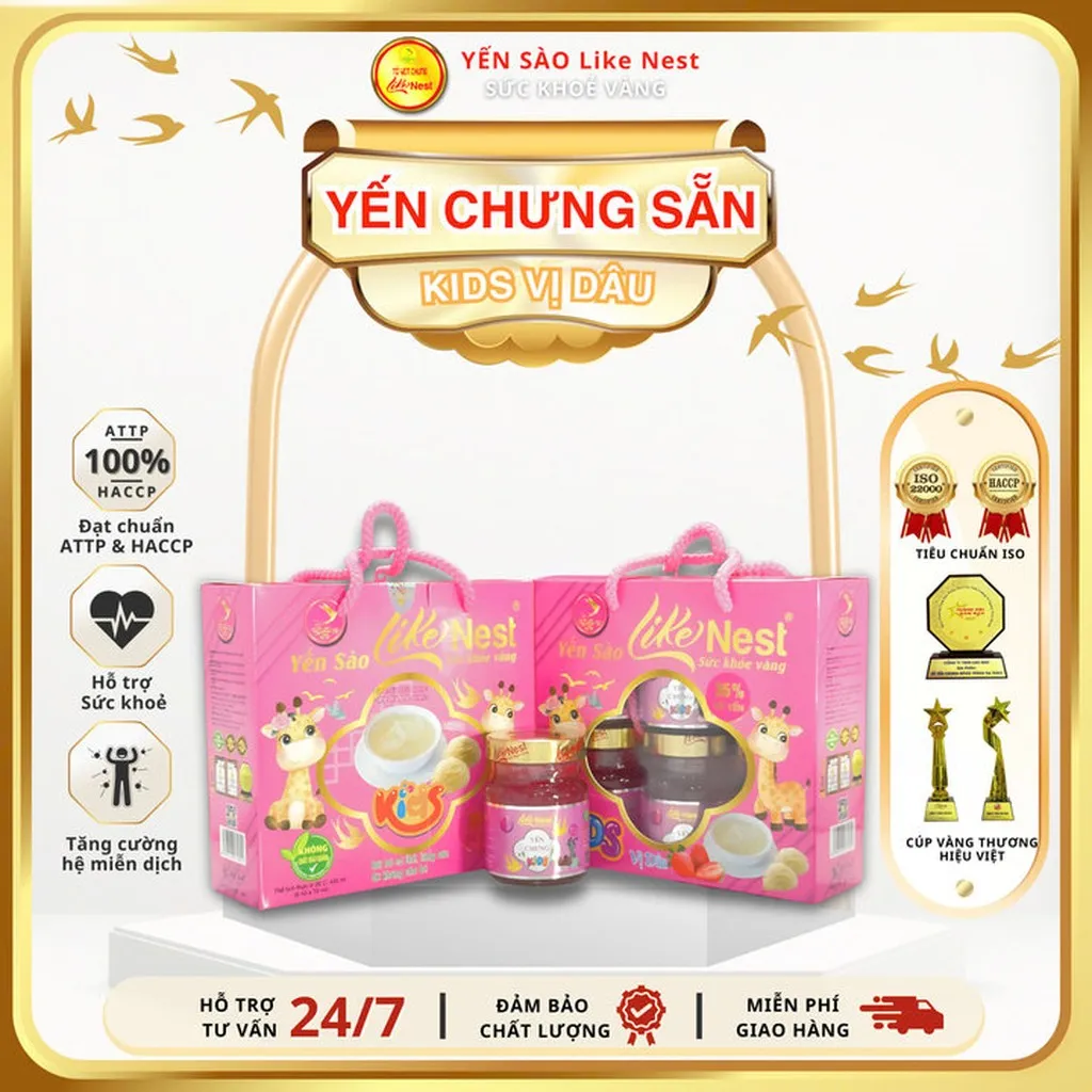 [lốc Mini 6 Hủ Yến ] Yến Chưng Like Nest Kids Vị Dâu Cho Bé Like Nest 35% Yến