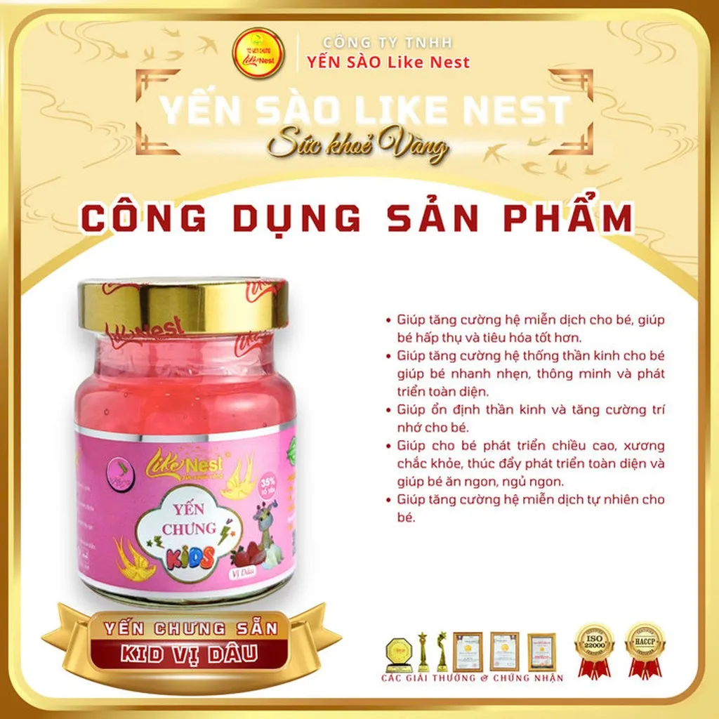 Alternative view of [lốc Mini 6 Hủ Yến ] Yến Chưng Like Nest Kids Vị Dâu Cho Bé Like Nest 35% Yến
