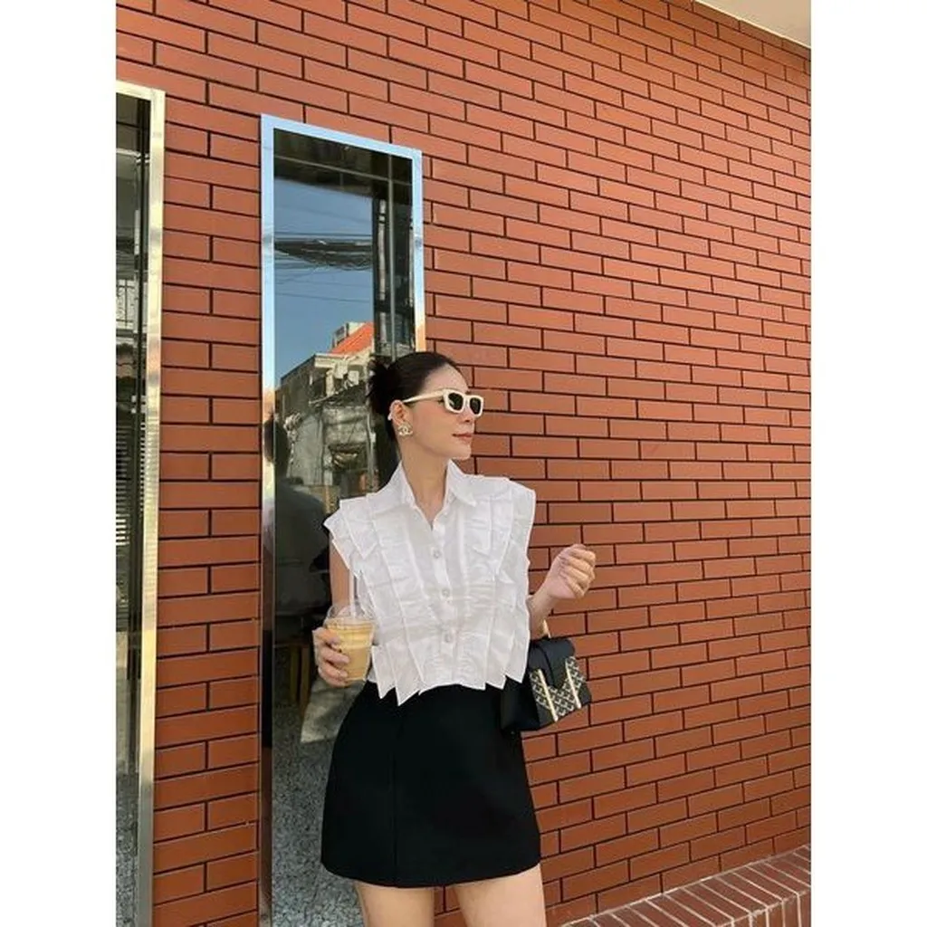 Áo Sơ Mi Sát Nách Phối Bèo Tiểu Thư Mix Gì Cũng Xinh Sldca10 - Diepchi Fashion