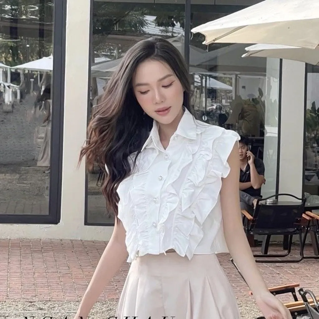 Alternative view of Áo Sơ Mi Sát Nách Phối Bèo Tiểu Thư Mix Gì Cũng Xinh Sldca10 - Diepchi Fashion