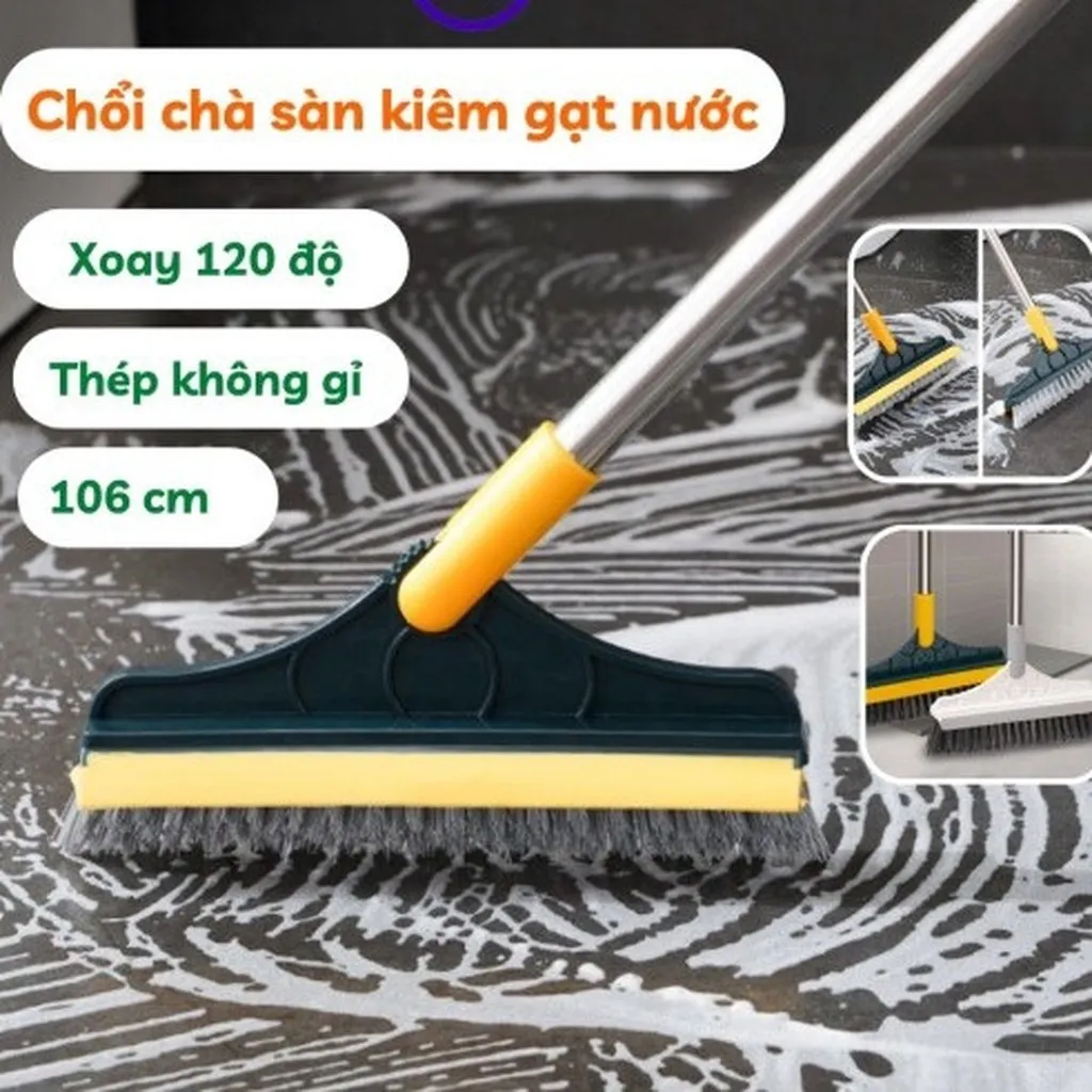 Chổi Chà Sàn Có Đầu Gạt Nước Đầu Xoay Trái Phải Mẫu 2023 - Gdn