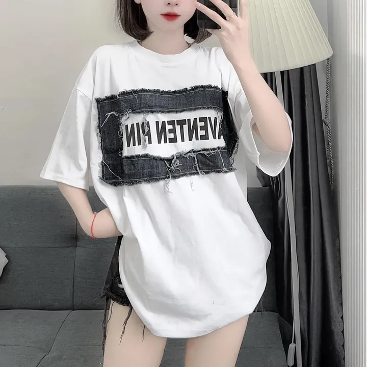 Alternative view of Áo Phông Unisex Form Rộng Nam Nữ Phối Bò Aventenpin Cottn Khô