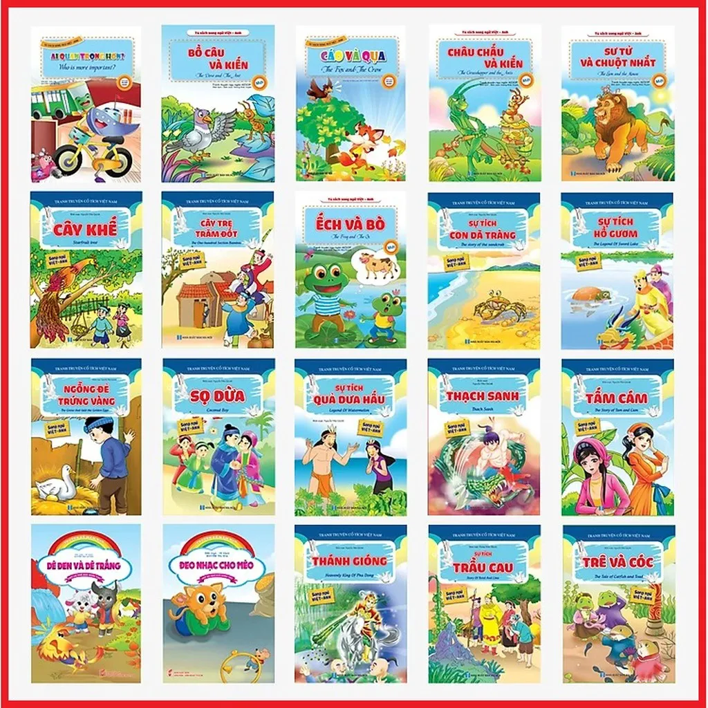 Set 20 Cuốn Truyện Cổ Tích, Truyện Ngụ Ngôn Việt Nam Song Ngữ Việt - Anh Cho Bé Ctb263 - Bechip