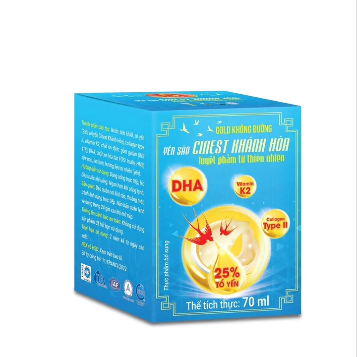 (lọ) Yến Sào Cinest 25% Gold Không Đường 70ml - Franci