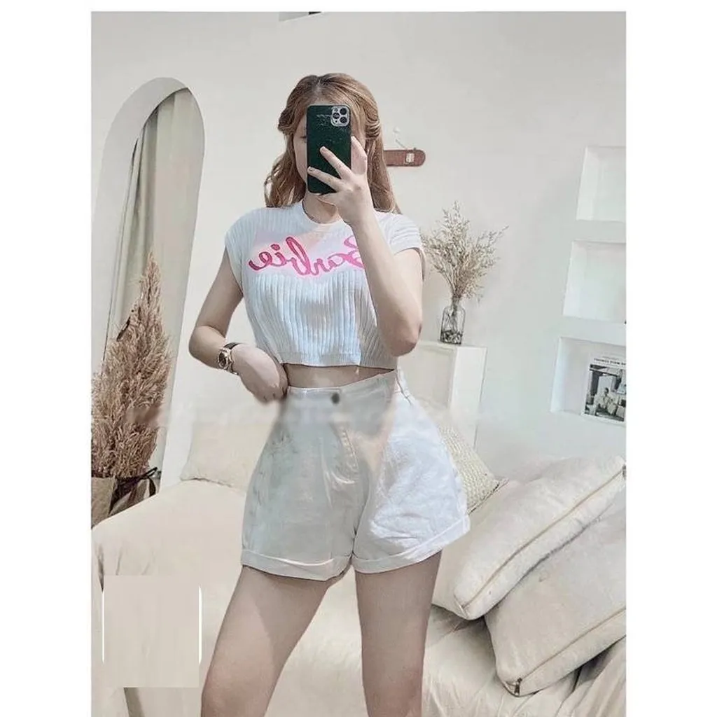 Alternative view of Áo Len Montoghi Tay Hến In Chữ Barbie Dáng Croptop Siêu Xinh Sldca148- Diepchi Fashion