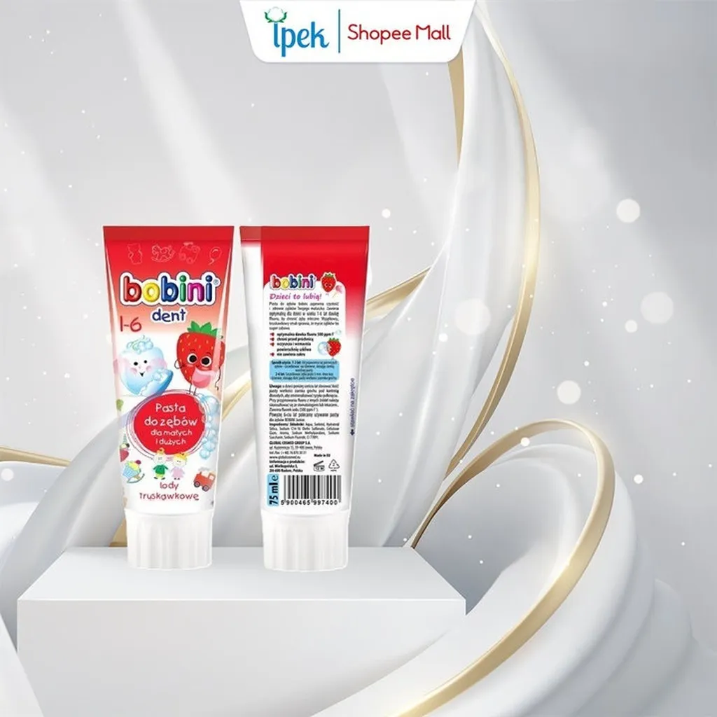 Alternative view of [ Mua 2 Tặng 1 Sữa Tắm ] Kem Đánh Răng Trẻ Em Hương Kem Dâu 1-6 Tuổi 75ml- Bobini