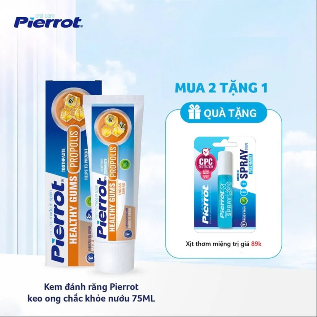 [ Mua 2 Tặng 1 Xịt Thơm Miệng ] Kem Đánh Răng Keo Ong Chắc Khỏe Nướu 75ml-pierrot