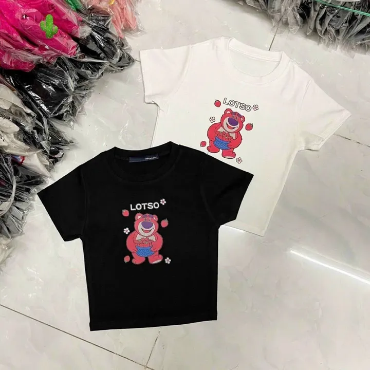 Alternative view of Áo Thun Nữ Croptop Cổ Tròn Tay Ngắn Gấu Hồng Lotso- Ausa House