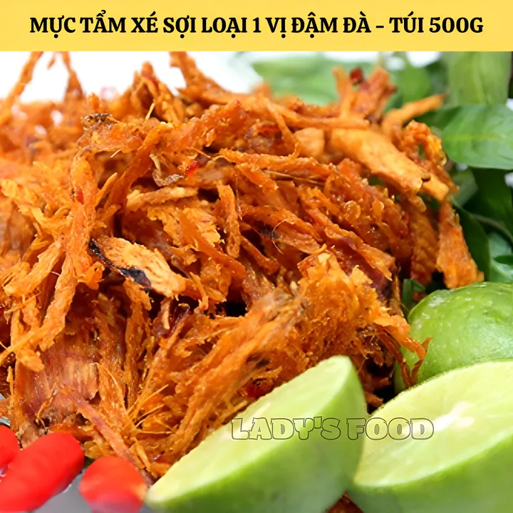 Mực Khô Xé Sợi Tẩm Gia Vị Ngon Đậm Đà, Loại 1, Túi 500g Av001 - Lady's Passion