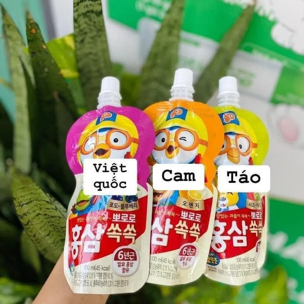 Hộp Nước Trái Câu Hồng Sâm Trẻ Em Paldo Pororo 10 Gói/hộp - Paldo Pororo