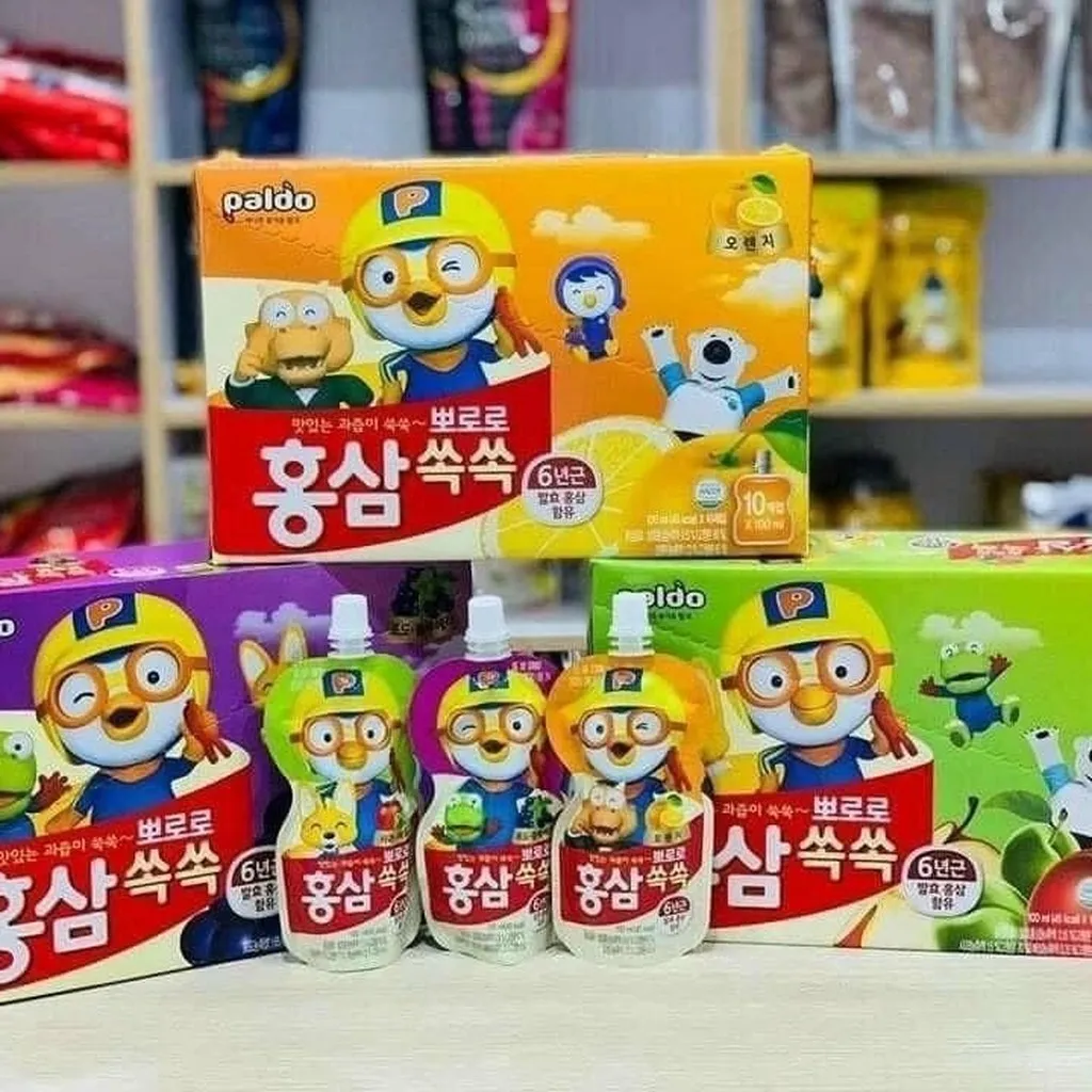 Alternative view of Hộp Nước Trái Câu Hồng Sâm Trẻ Em Paldo Pororo 10 Gói/hộp - Paldo Pororo