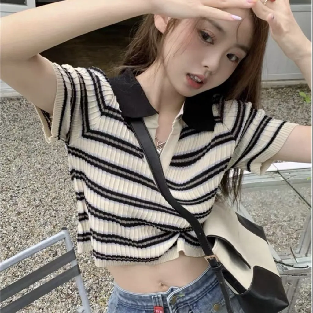 Alternative view of Áo Len Tăm Cổ Đức Họa Tiết Kẻ Nhỏ Mẫu Mới Slcxa182 - Chipxinhxk