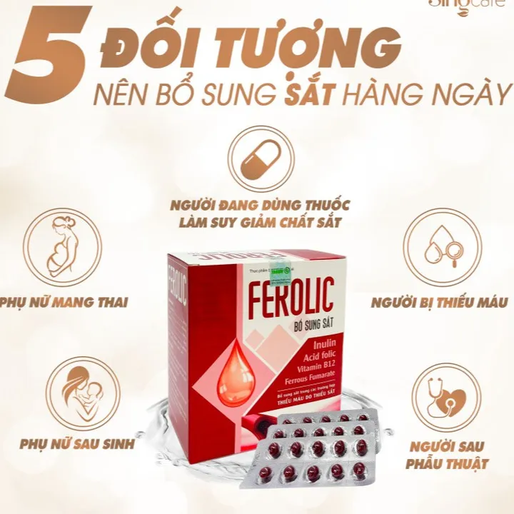 Alternative view of Combo 2 Hộp Viên Uống Ferolic Bổ Sung Sắt, Acid Folic,inulin, Vitamin B12 Hộp 100 Viên - Singcare