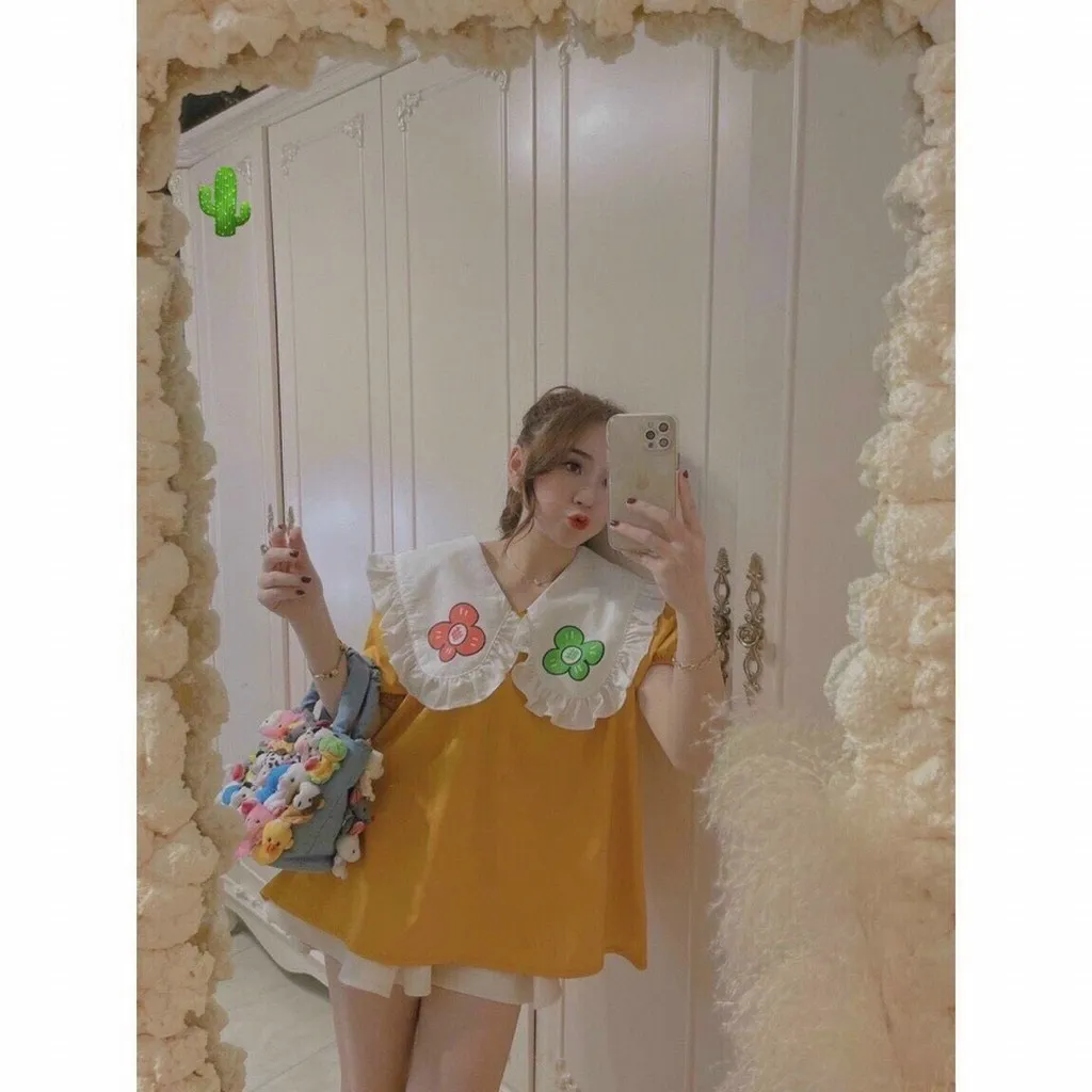 Alternative view of Áo Nữ Babydoll Cổ Bèo Hoa Vải Kate - Ausa House