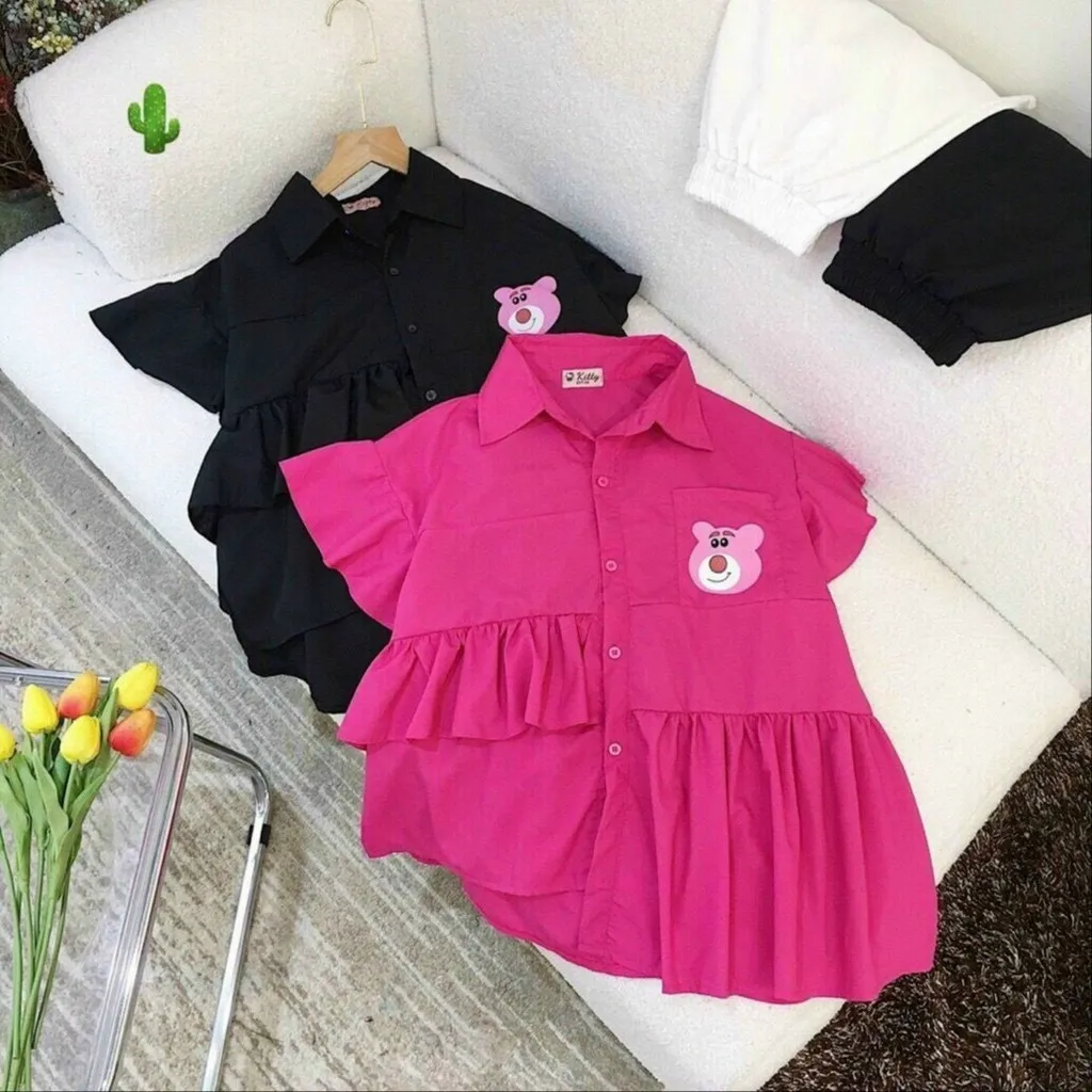 Áo Nữ Sơ Mi Gấu Tà Bèo - Ausa House