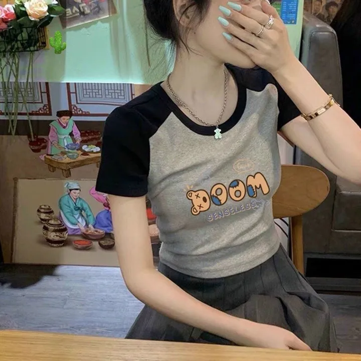 Áo Thun Nữ Croptop Cổ Tròn Tay Ngắn Boom - Ausa House