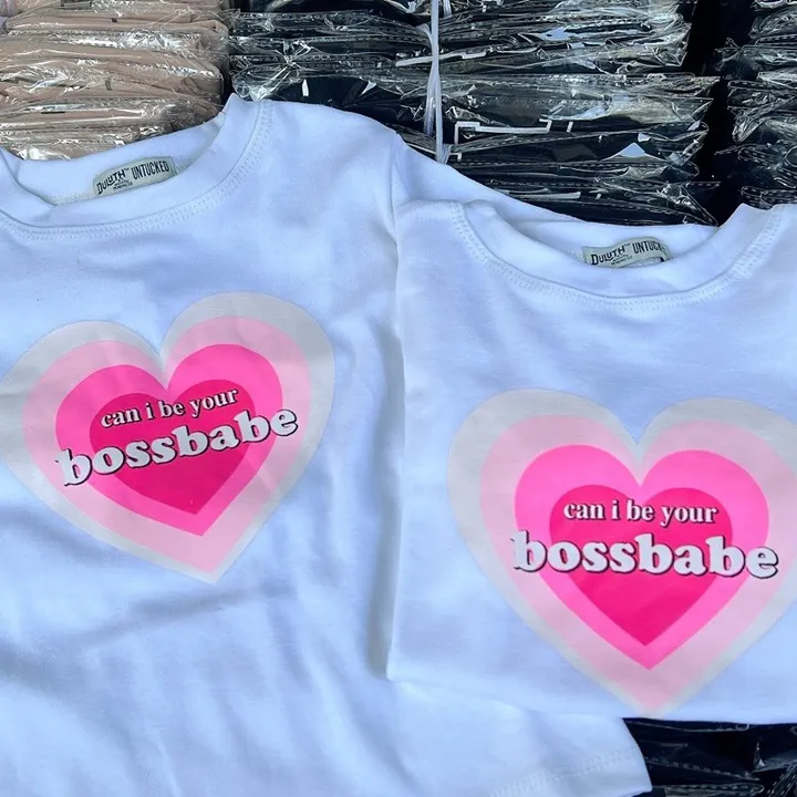 Alternative view of Áo Thun Nữ Croptop Cổ Tròn Tay Ngắn Trái Tim Bossbabe - Ausa House