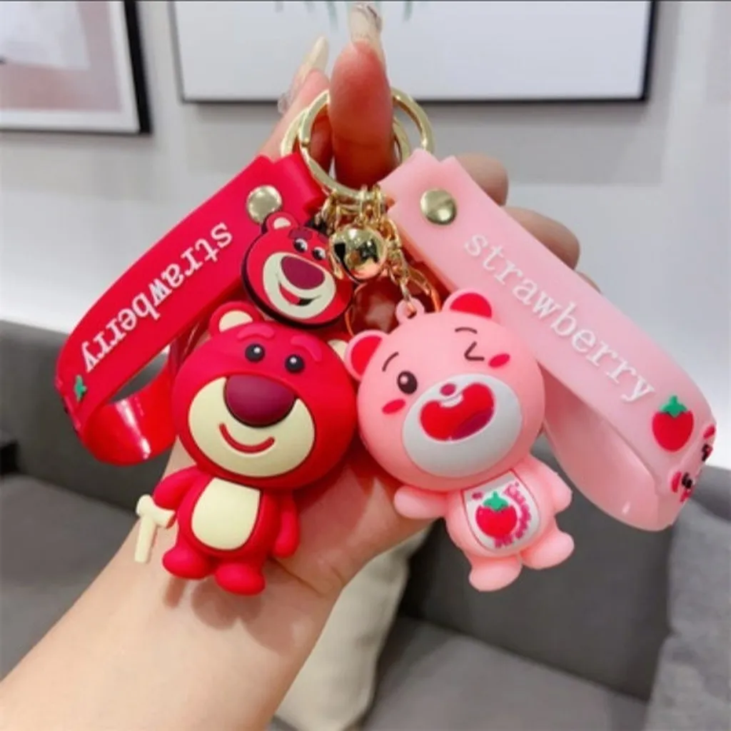 Móc Khóa Trang Trí Hình Gấu Dâu Lotso Silicon Dễ Thương, Phụ Kiện Túi Xách Balo Gấu Hồng - Dmastore