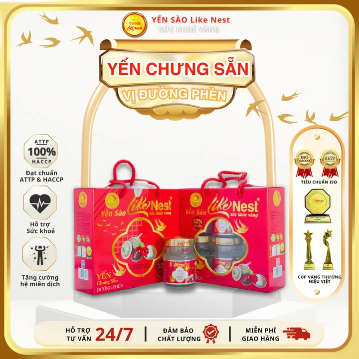 [giỏ Mini 6 Hủ] Yến Chưng Đường Phèn Like Nest 32% Tổ Yến - Like Beauty