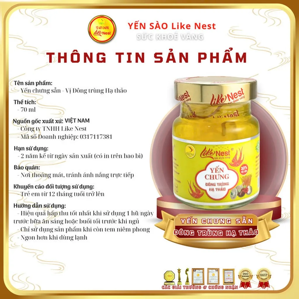 Alternative view of Giỏ Mini 6 Hủ Yến Chưng Đông Trùng Hạ Thảo Like Nest 32% Tổ Yến - Like Beauty