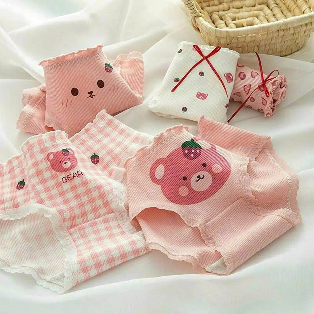 Set 5 Quần Lót Gấu Hồng Siêu Dễ Thương Từ 40-60kg Dành Cho Nữ