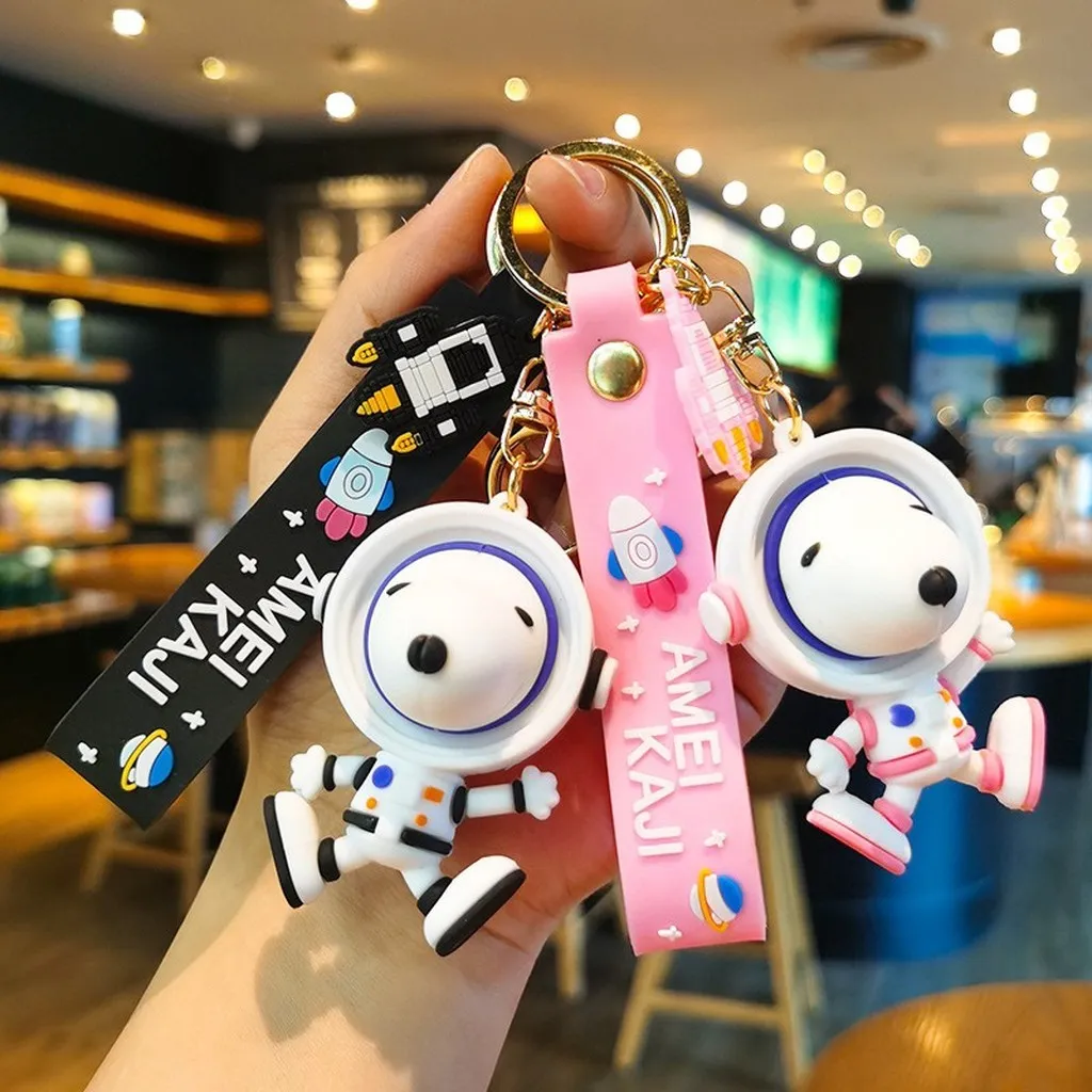Móc Khóa Hình Chú Chó Snoopy Phi Hành Gia Silicon Độc Đáo Treo Chìa Khóa, Balo Hoạt Hình Dễ Thương - Dmastore