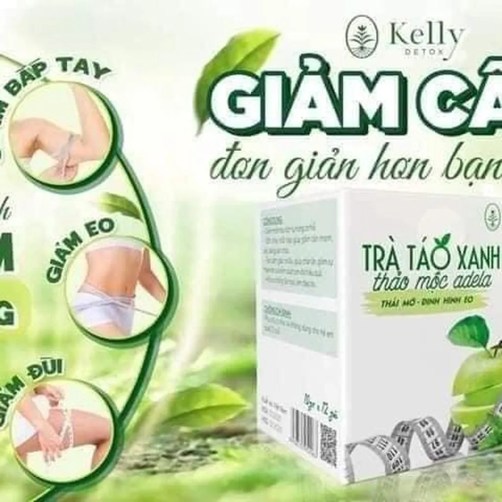 Trà Táo Xanh Giảm Cân Kelly Thảo Mộc Adela Detox Hộp 12gói - Adela Detox