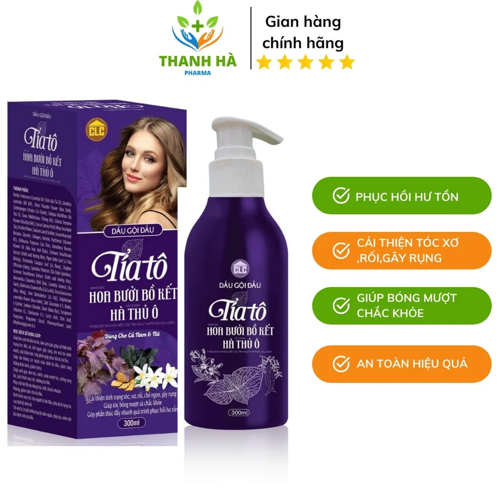 Dầu Gội Hoa Bưởi Bồ Kết Tía Tô Hà Thủ Ô Phục Hồi Hư Tổn ,kích Thích Mọc Tóc - Diophaco
