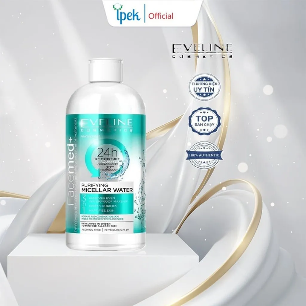 [ Tặng 1 Mascara ] Nước Tẩy Trang Facemed+ Sạch Sâu 3 Tác Động 400ml- Eveline
