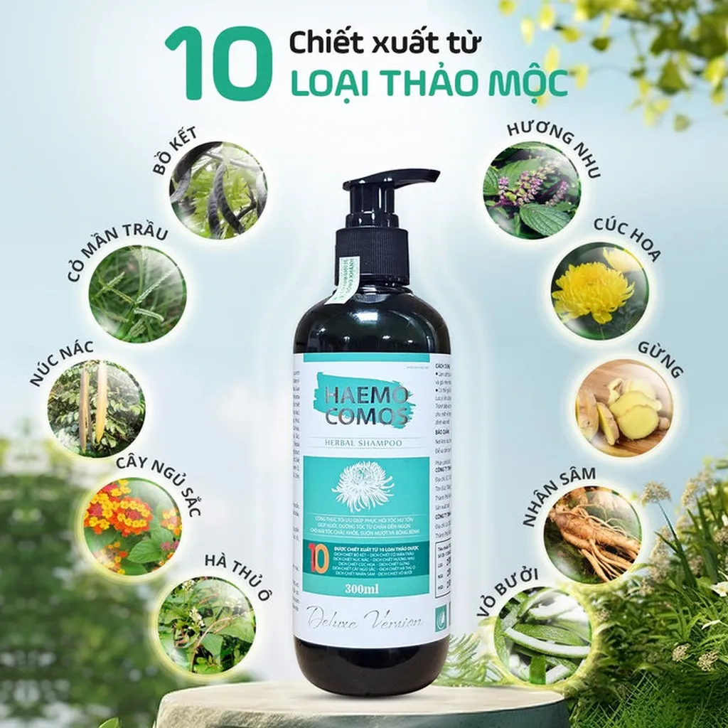Alternative view of Dầu Gội Thảo Dược Haemo Cosmos 10 Loại Thảo Dược Giúp Tóc Chắc Khỏe Từ Chân, Sạch Gàu, Làm Đen Tóc, Kích Thích Mọc Tóc - Fobelife