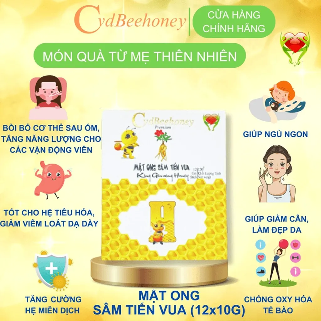 Hộp Mật Ong Sâm Tiến Vua 12x10g - Cvdbeehoney