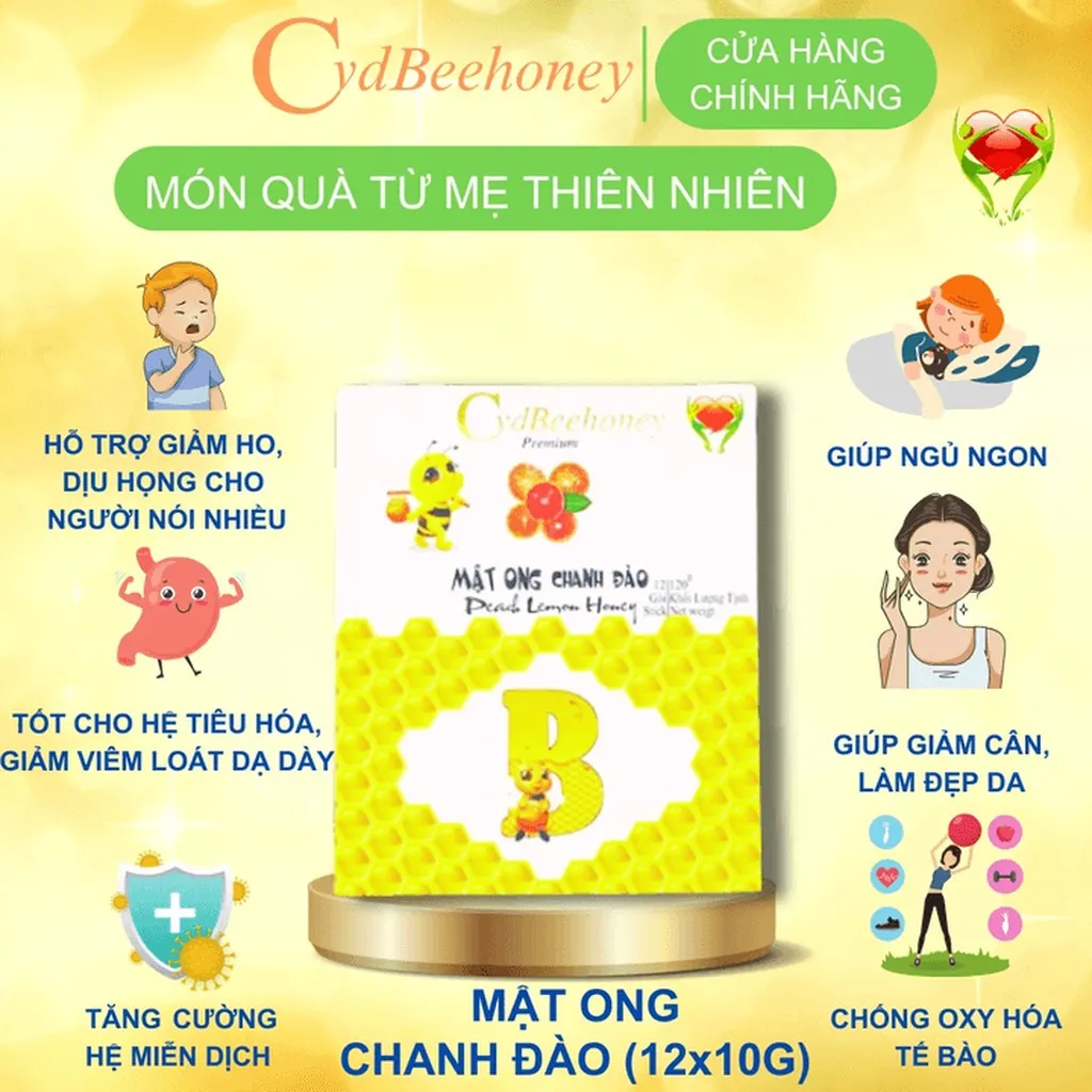 Hộp Mật Ong Chanh Đào 12x10g - Cvdbeehoney