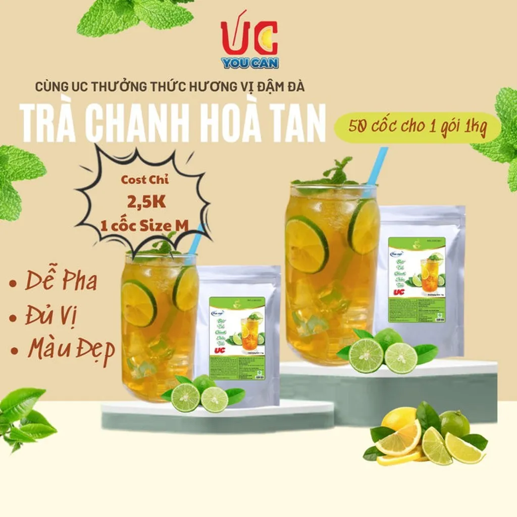 [túi 1kg] Bột Trà Chanh Hòa Tan Tiện Lợi, Giàu Vitamin C, Không Chứa Chất Bảo Quản U005 - Lady's Passion