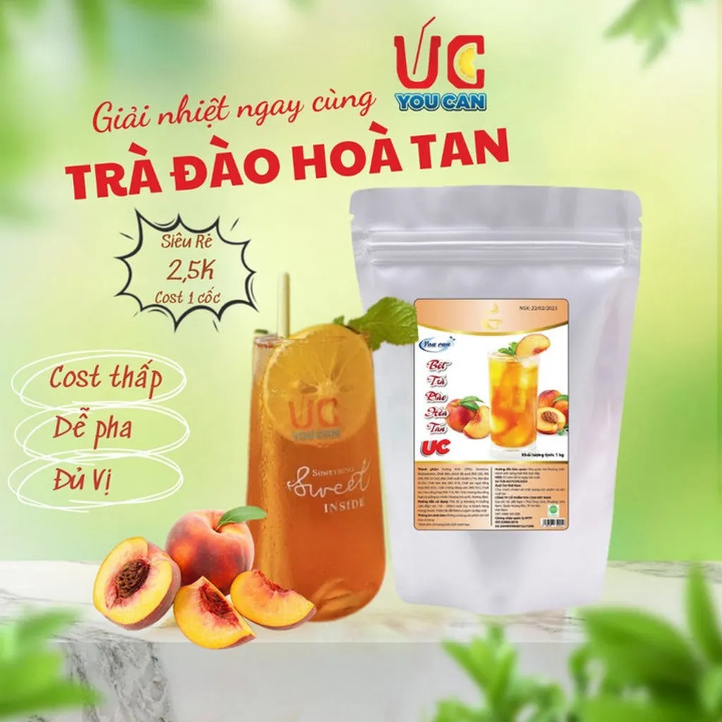 [túi 1kg] Bột Trà Đào Hòa Tan Tiện Lợi, Giàu Vitamin C, Không Chứa Chất Bảo Quản U007 - Lady's Passion