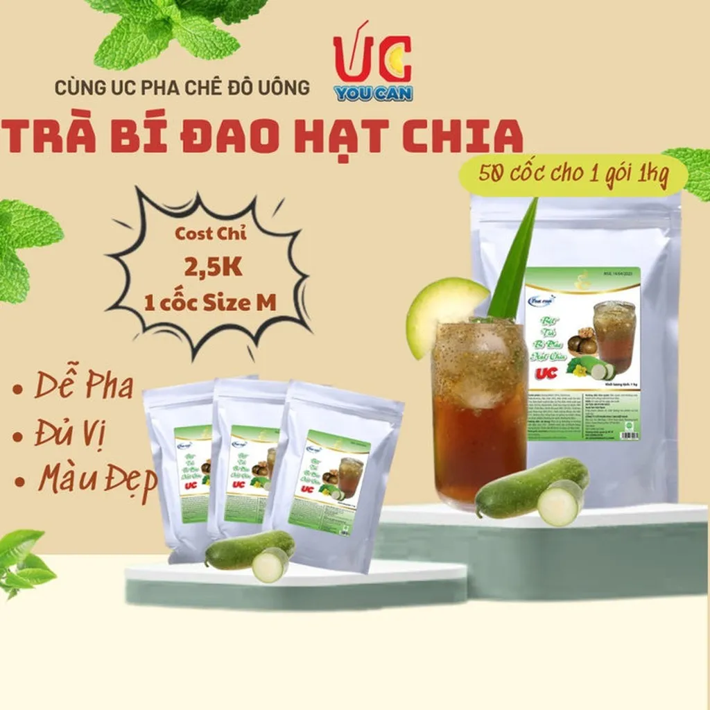 [túi 1kg] Bột Trà Bí Đao Hạt Chia Hòa Tan Tiện Lợi, Giàu Vitamin C, Không Chứa Chất Bảo Quản U012 - Lady's Passion
