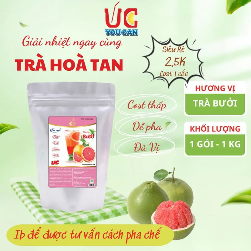 [túi 1kg] Bột Trà Bưởi Hòa Tan Tiện Lợi, Giàu Vitamin C, Không Chứa Chất Bảo Quản U004 - Lady's Passion